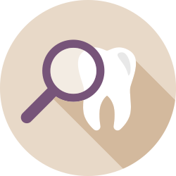 magnifying glass and tooth icon